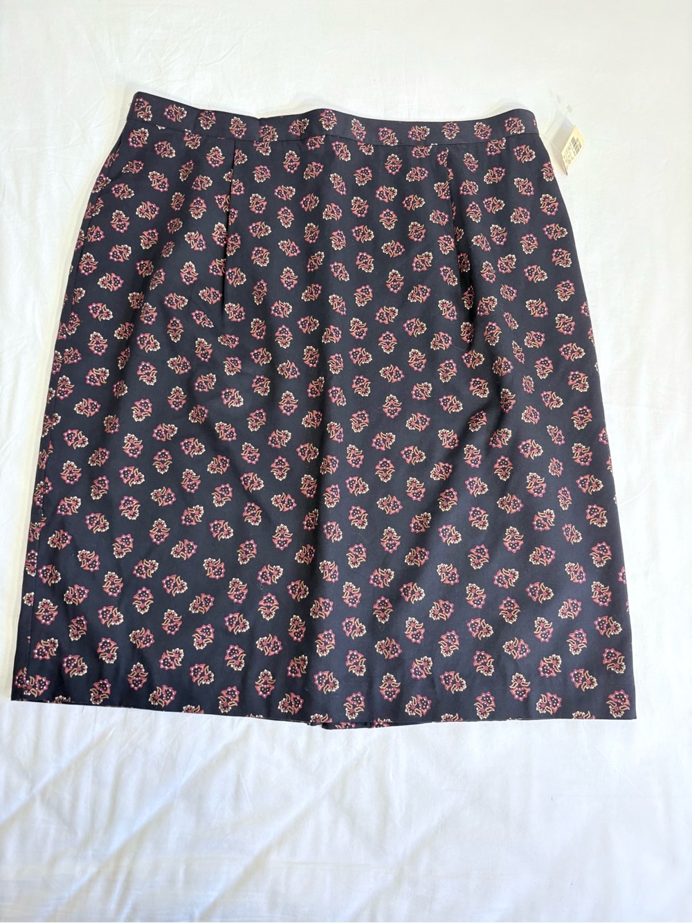Midi Skirt in Black with Pink Floral Print
